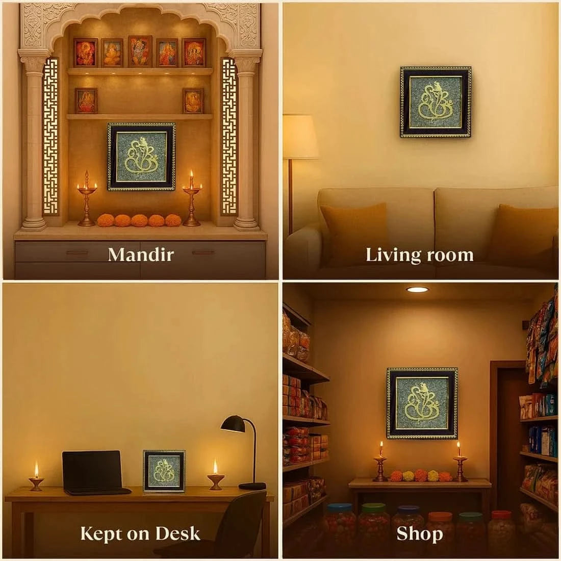 Ganesh Ji on Raw Pyrite Frame