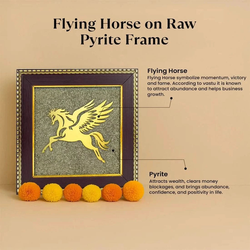 Flying Horse on Raw Pyrite Frame