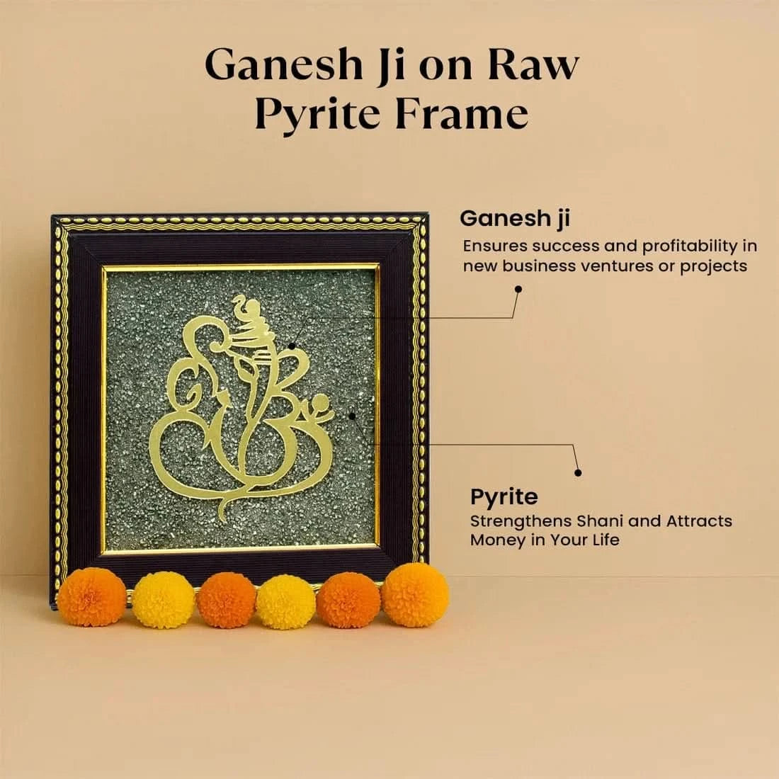 Ganesh Ji on Raw Pyrite Frame