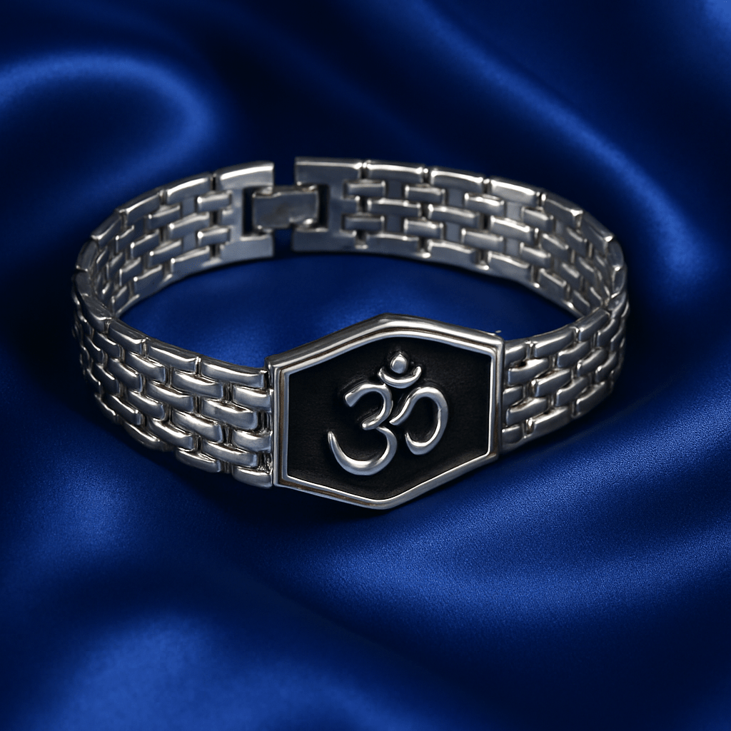 Elegant Silver-Tone Om Symbol Bracelet for Inner Peace & Spiritual Harmony