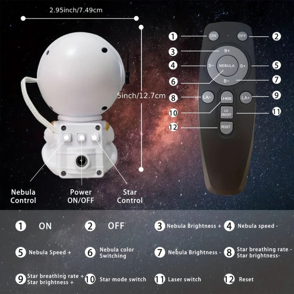 Premium Astronaut Galaxy Star Projector Night Light Remote Control