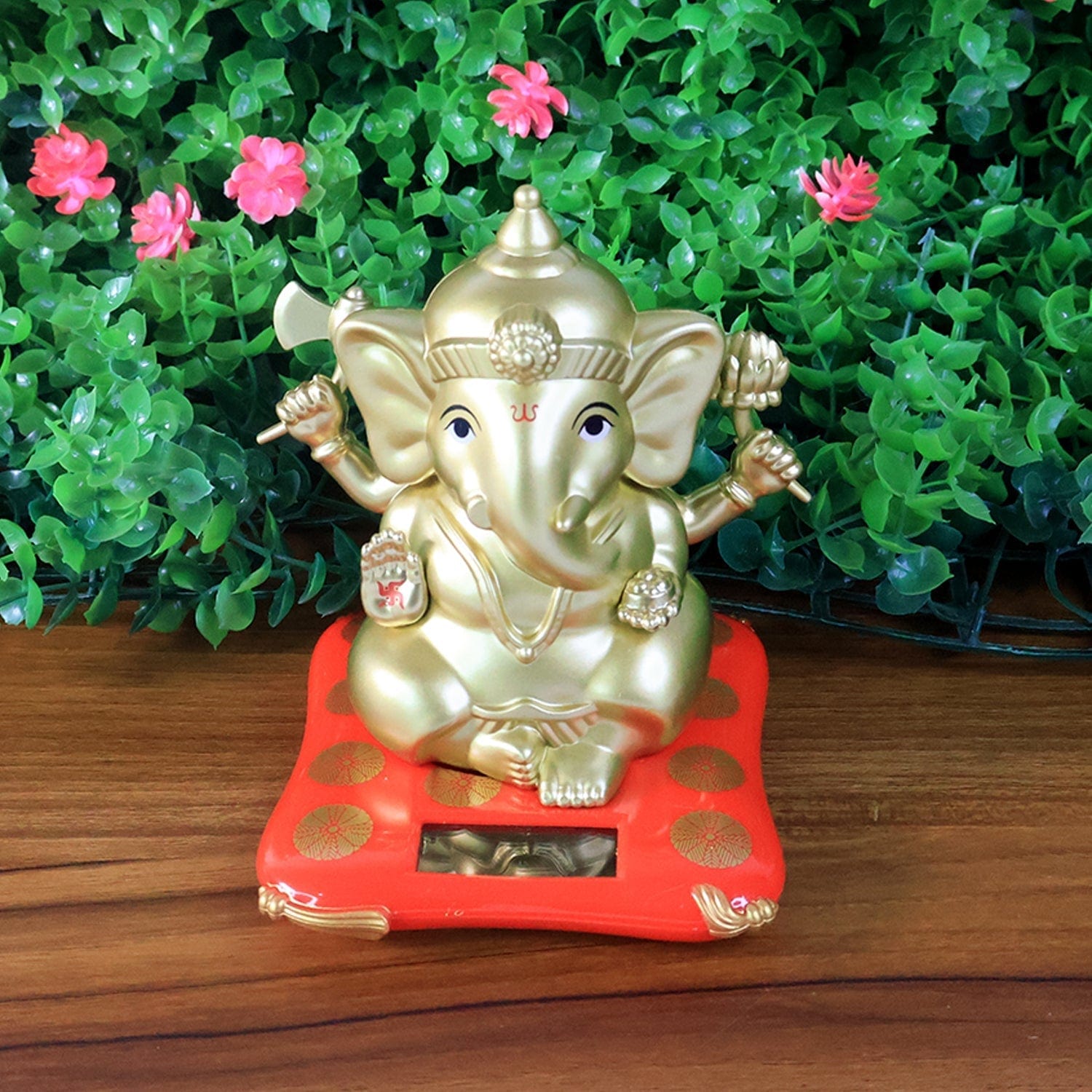 Large Ganesha Idol Solar Base: Religious Decorative Home Statue