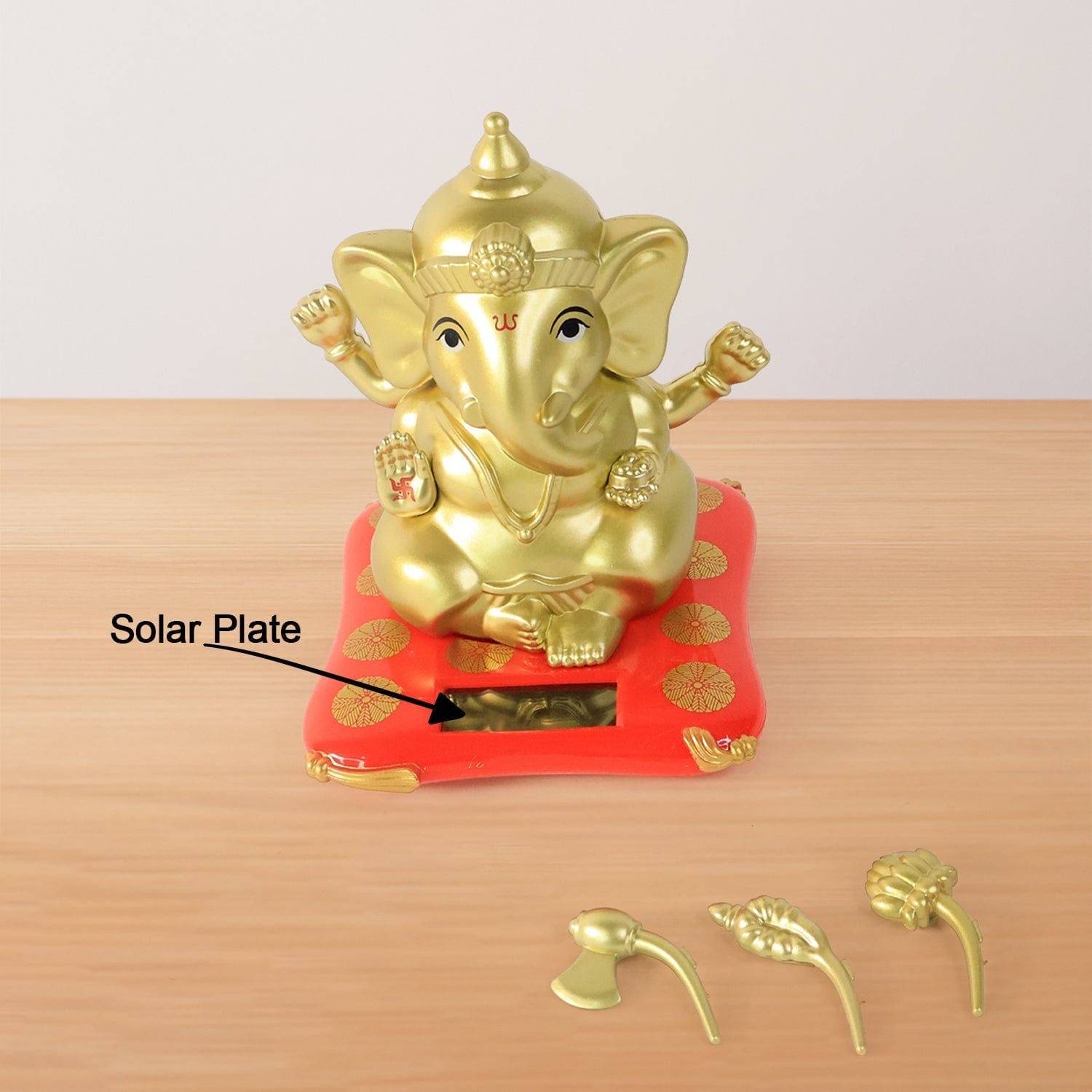 Large Ganesha Idol Solar Base: Religious Decorative Home Statue