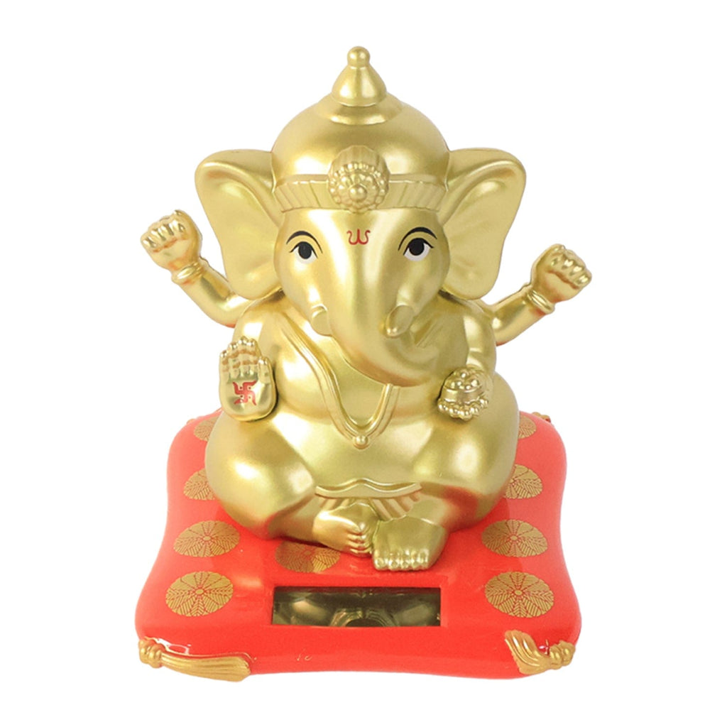 Large Ganesha Idol Solar Base: Religious Decorative Home Statue