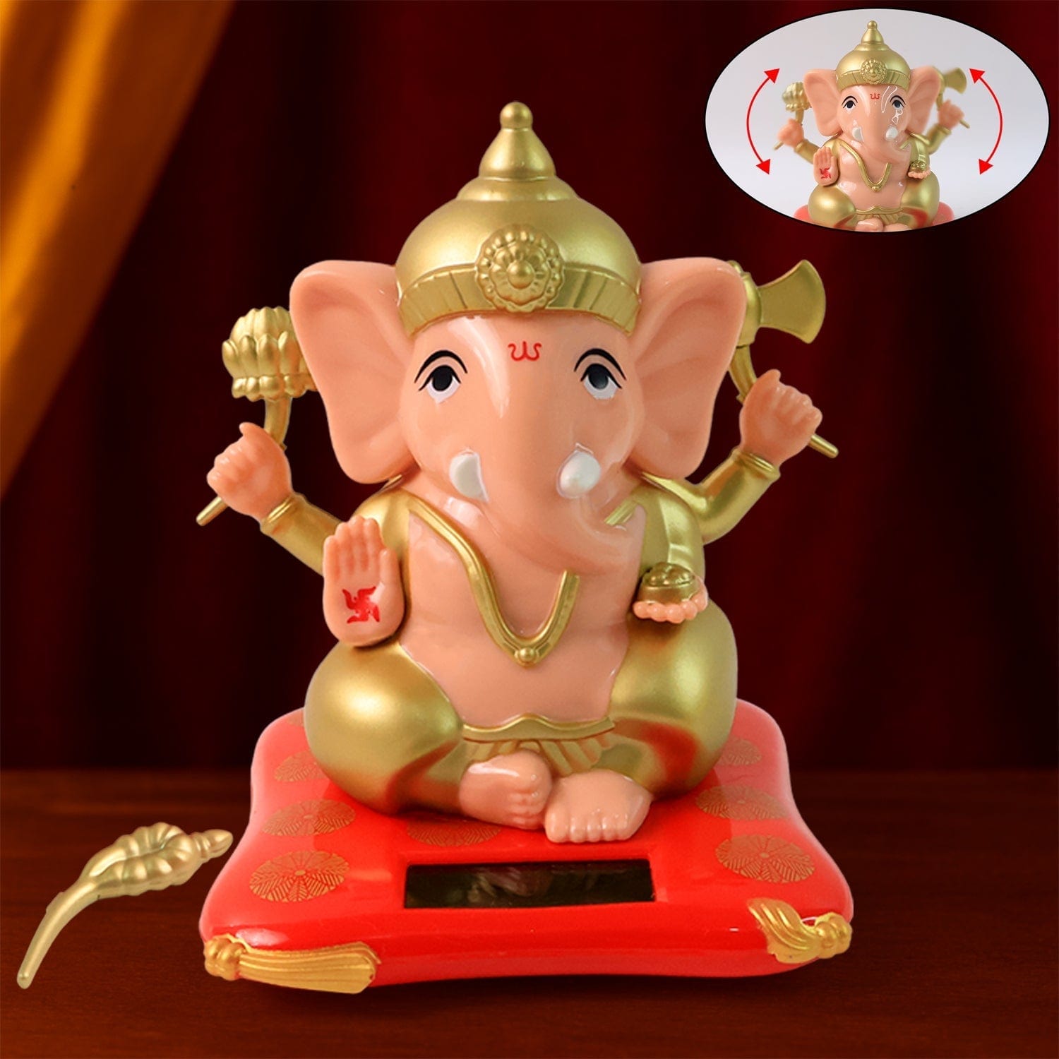 Solar-Powered Dancing Ganesha Idol: Eco-Friendly Car Dashboard & Home Decor Showpiece