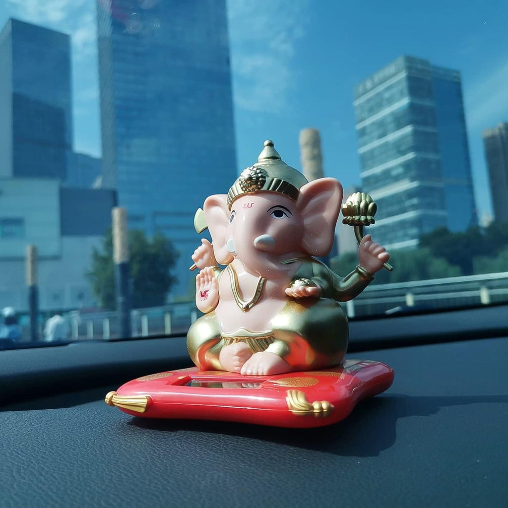 Solar-Powered Dancing Ganesha Idol: Eco-Friendly Car Dashboard & Home Decor Showpiece