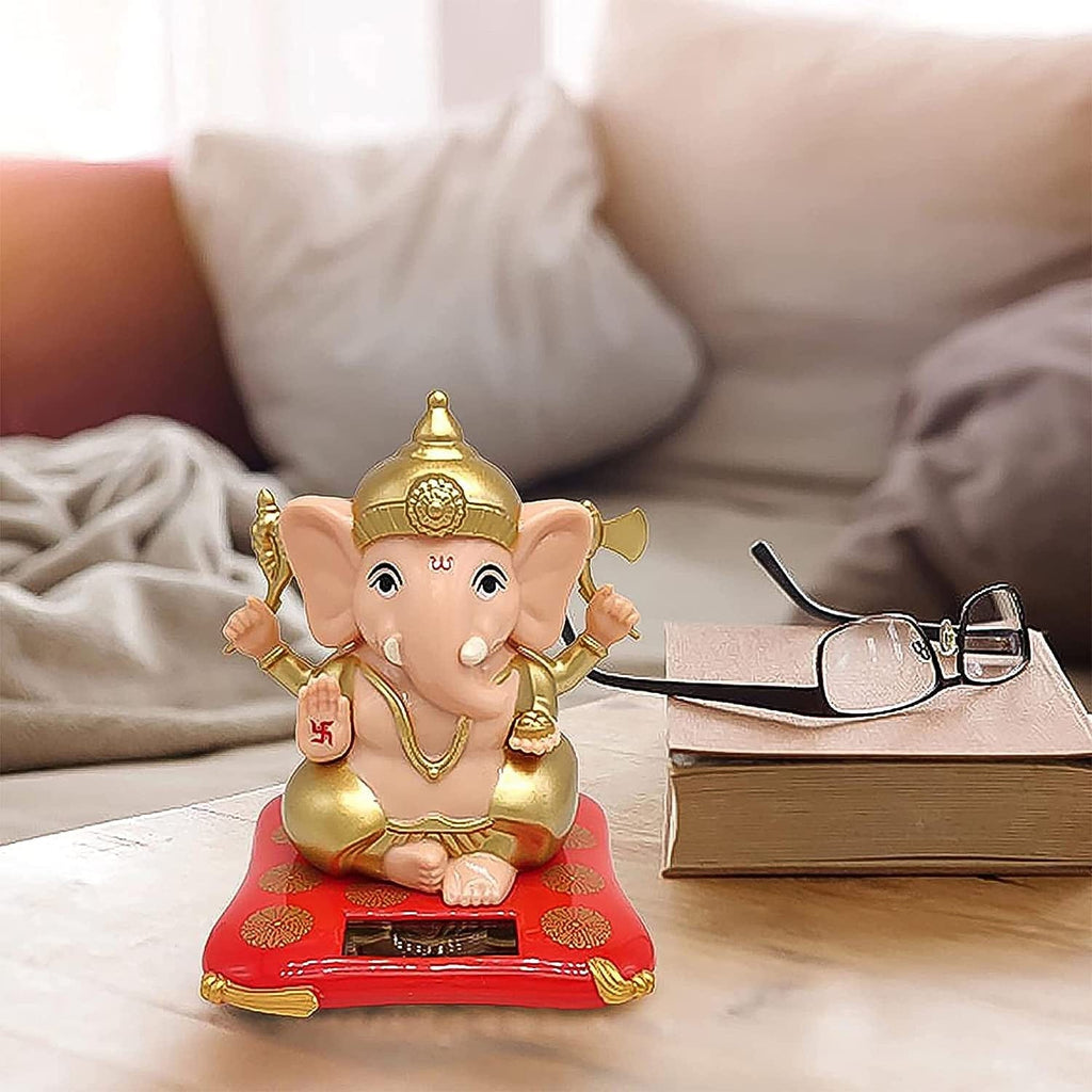 Solar-Powered Dancing Ganesha Idol: Eco-Friendly Car Dashboard & Home Decor Showpiece