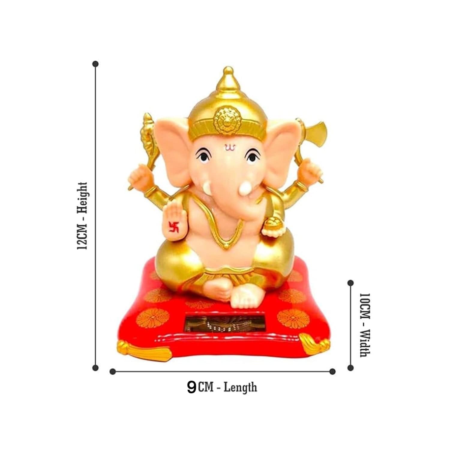 Solar-Powered Dancing Ganesha Idol: Eco-Friendly Car Dashboard & Home Decor Showpiece