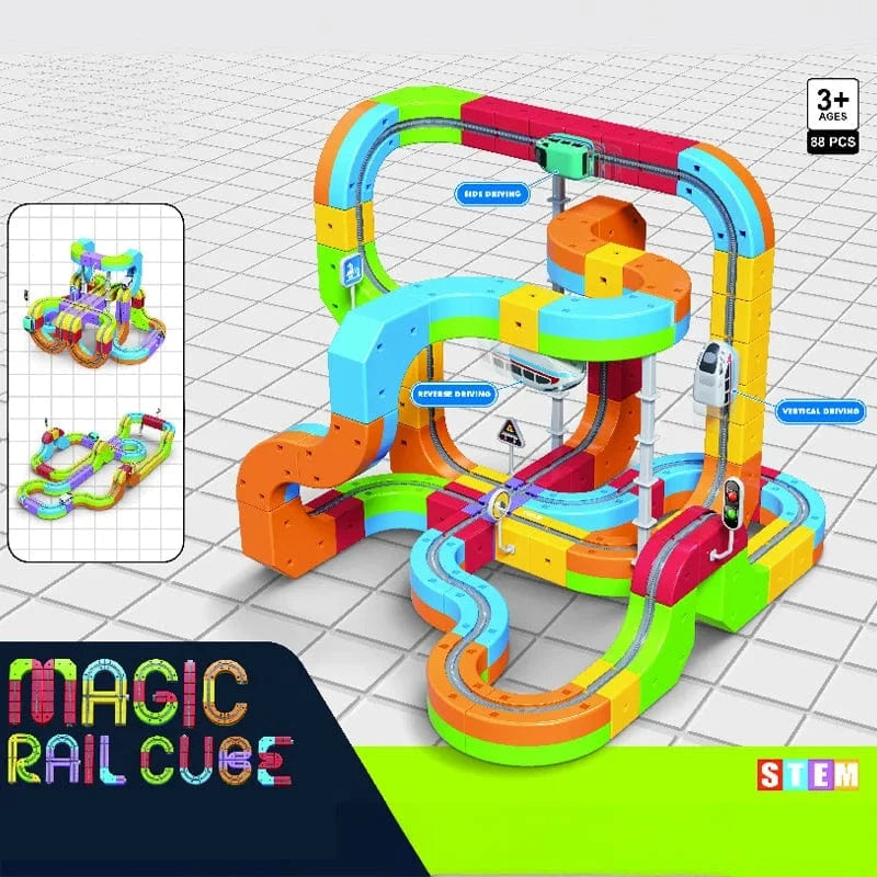 Interactive DIY Magic Track Car Set - Educational STEM Building Block Toy