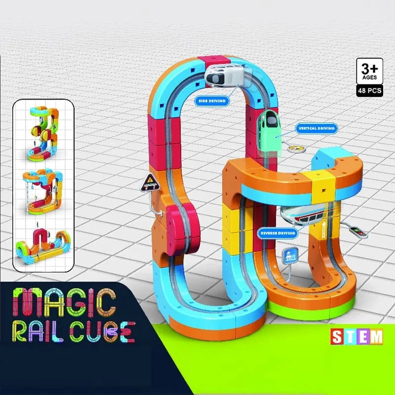 Interactive DIY Magic Track Car Set - Educational STEM Building Block Toy
