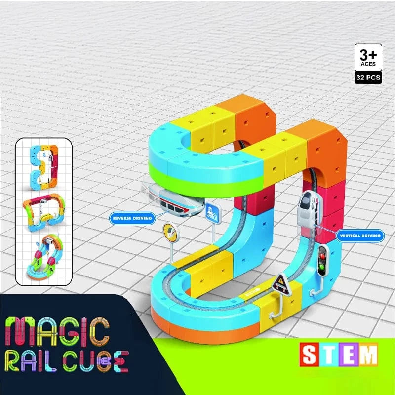 Interactive DIY Magic Track Car Set - Educational STEM Building Block Toy
