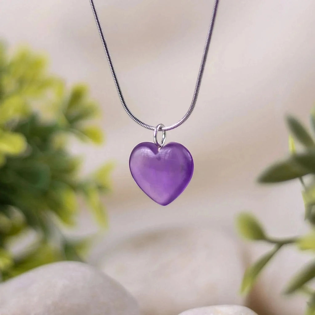 Natural amethyst pendant heart shaped