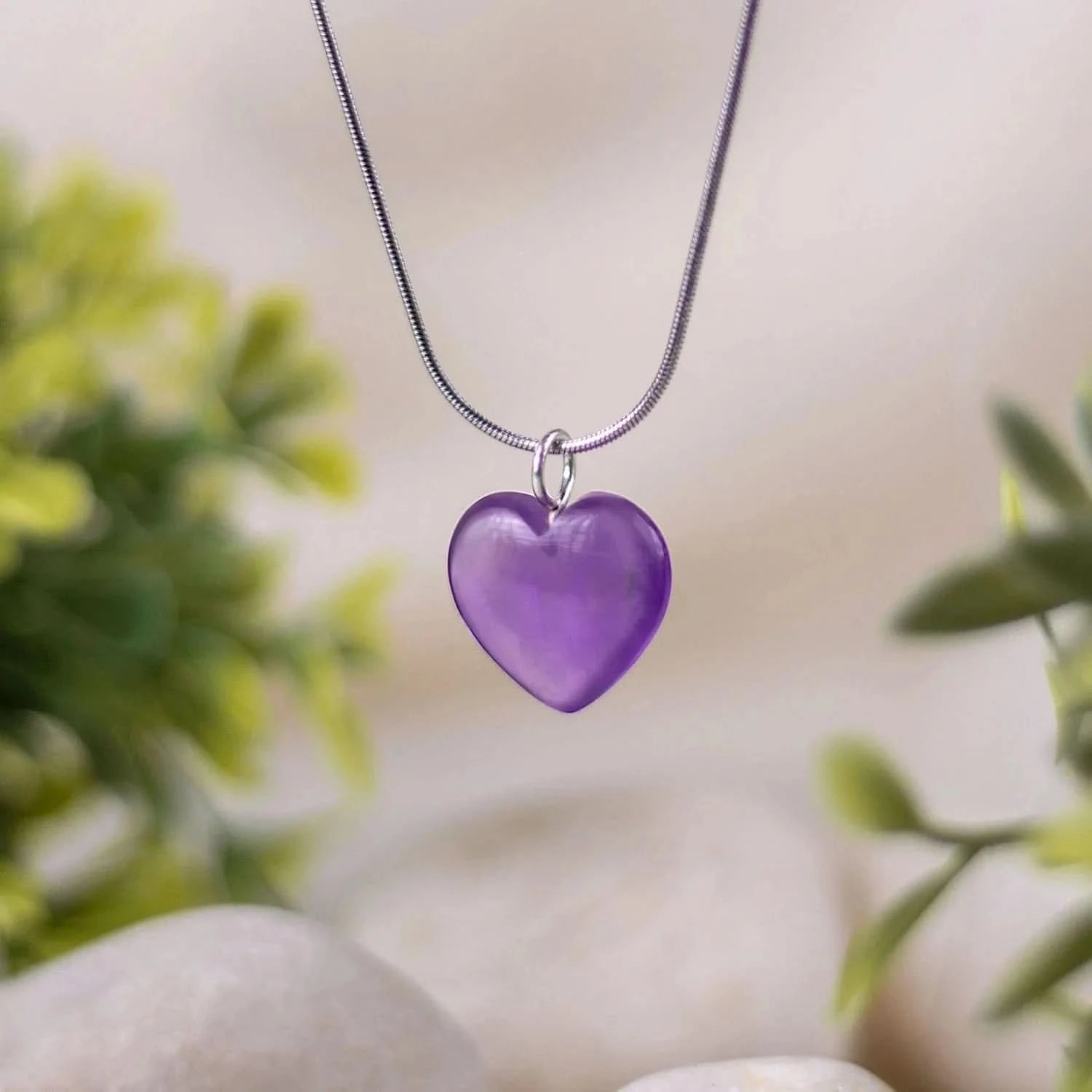 Natural amethyst pendant heart shaped