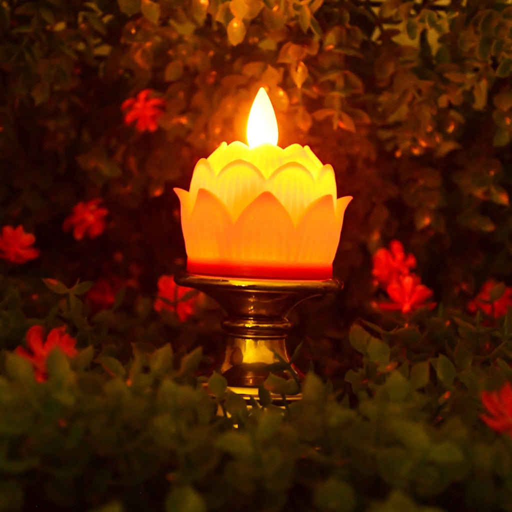 Elegant Lotus LED Flameless Candle: Decorative Holder, Warm Glow, Safe Home Decor