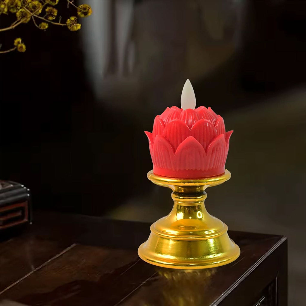 Elegant Lotus LED Flameless Candle: Decorative Holder, Warm Glow, Safe Home Decor