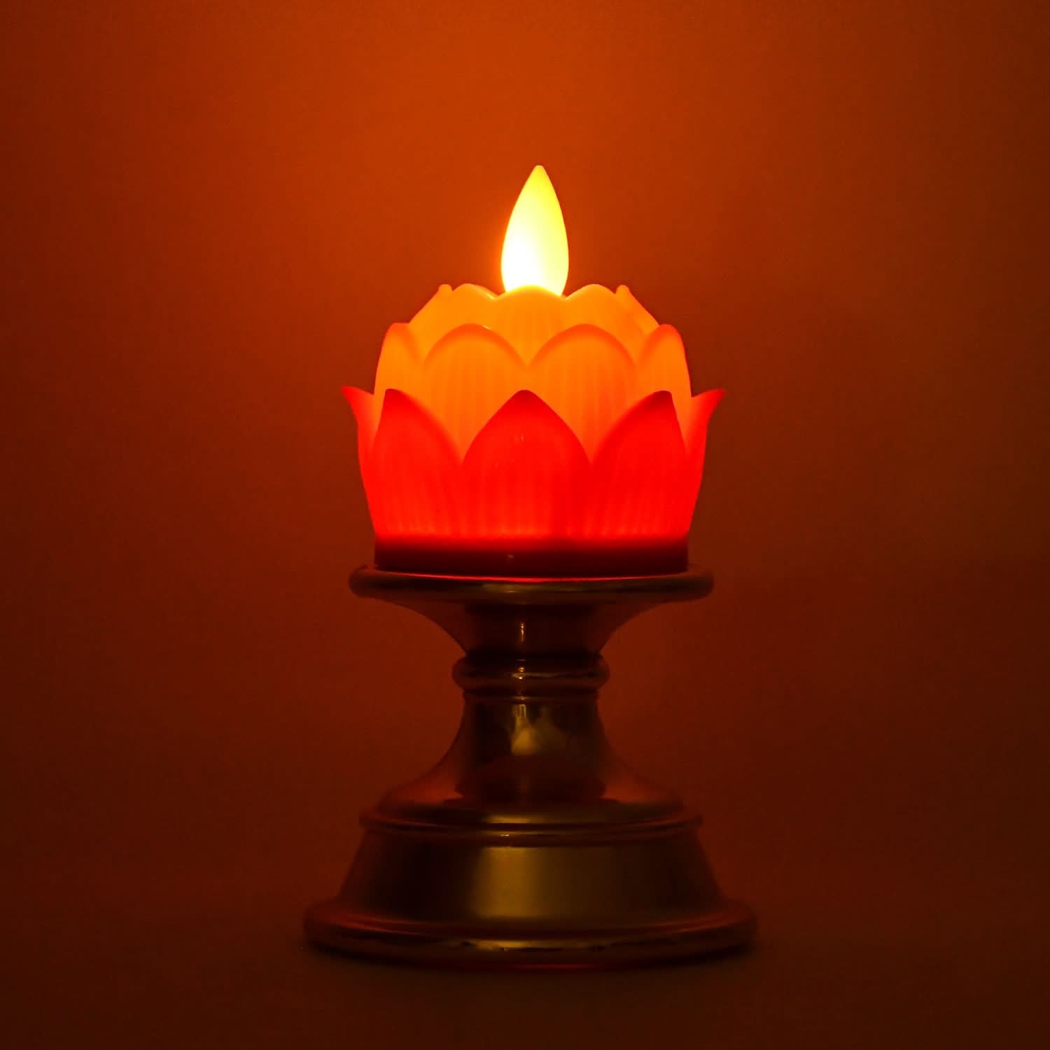 Elegant Lotus LED Flameless Candle: Decorative Holder, Warm Glow, Safe Home Decor