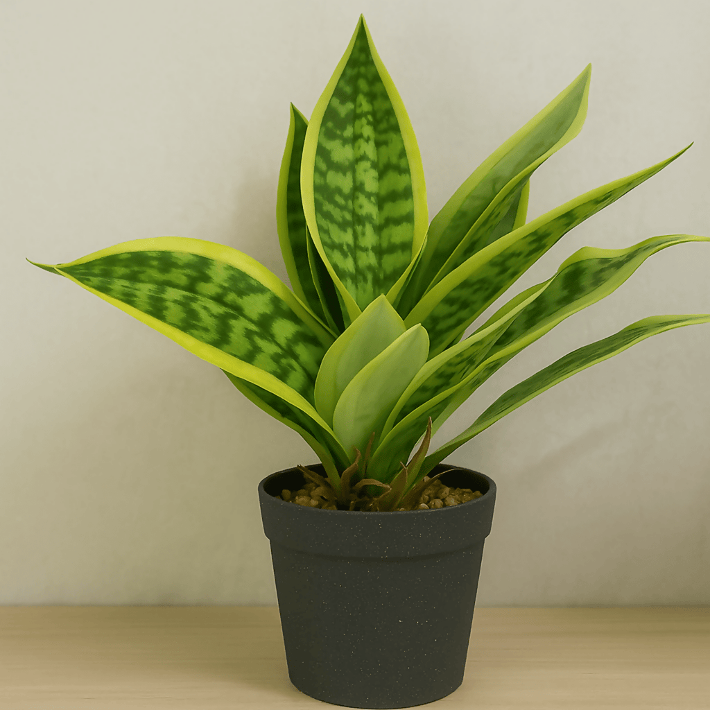 Realistic Faux Snake Plant in Black Pot, Sansevieria Indoor Home Decor