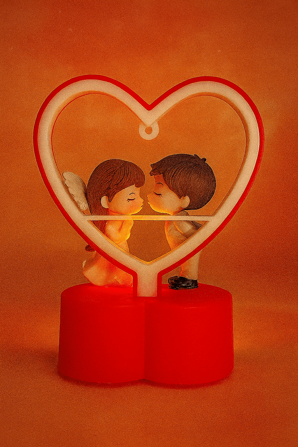 Romantic LED Couple Showpiece Red Heart Frame Crystal Charms Wedding Anniversary Gift