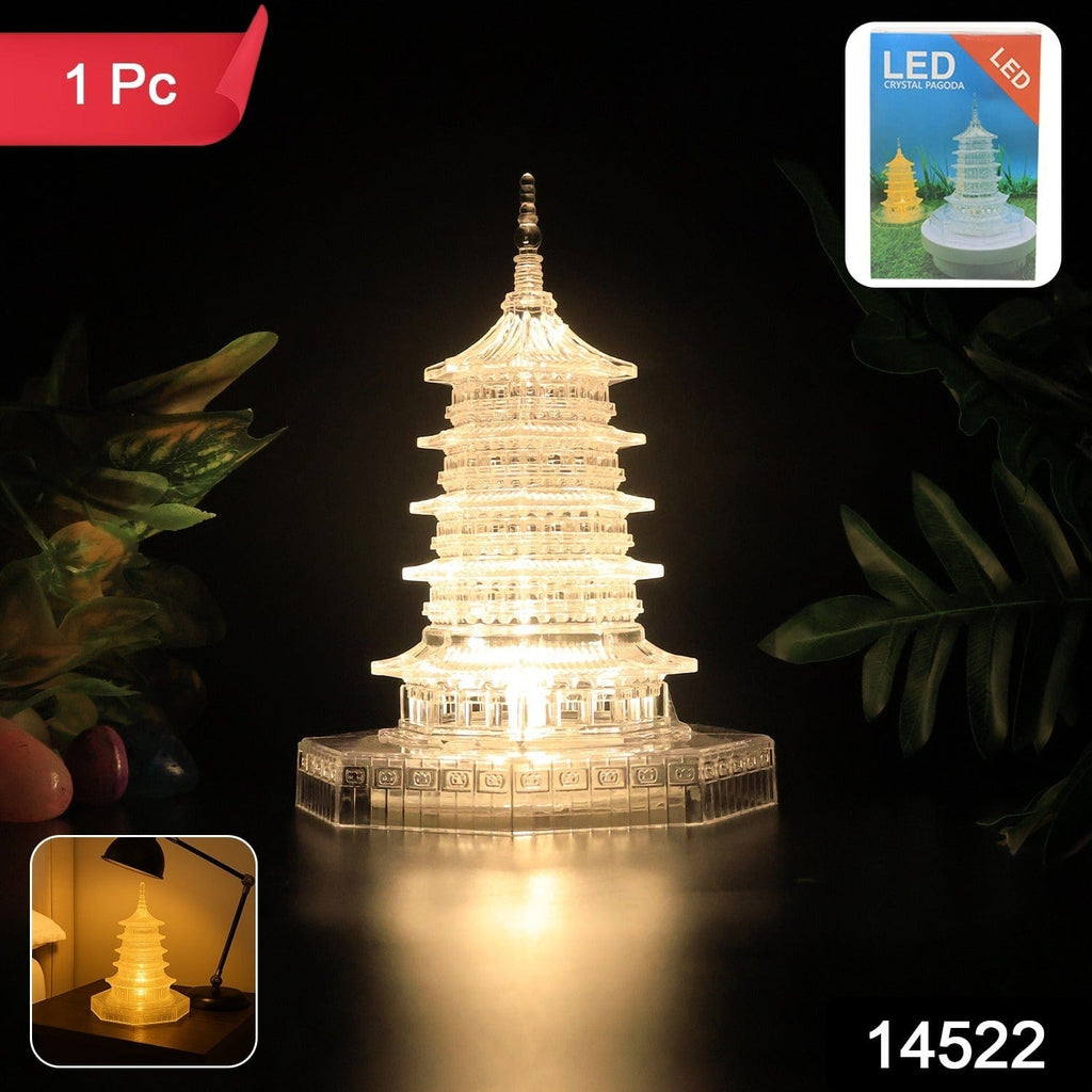 Premium LED Crystal Pagoda Decorative Light: Elegant Ambient Home Decor Lamp