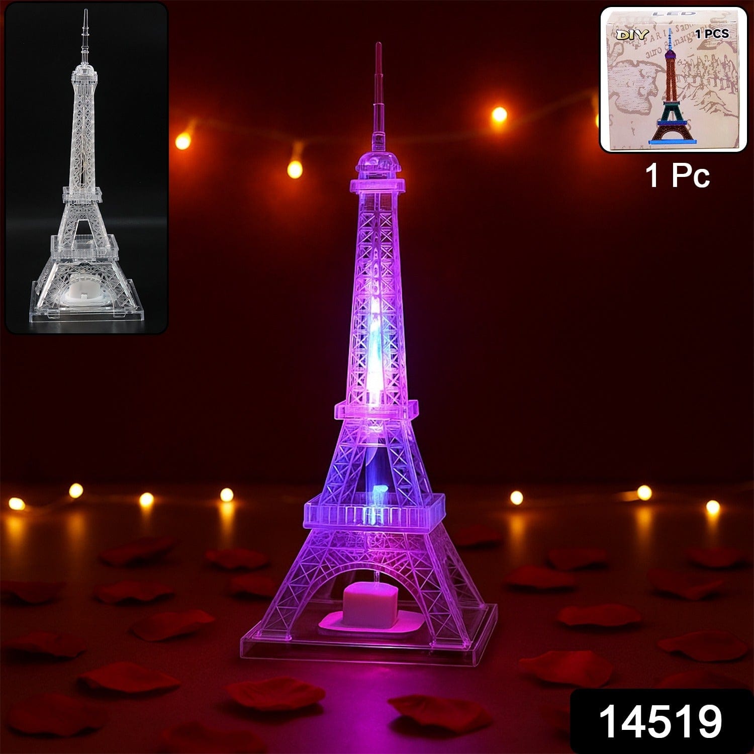 Sparkling Crystal Eiffel Tower LED Night Light - Multicolor Decorative Home Lamp Gift
