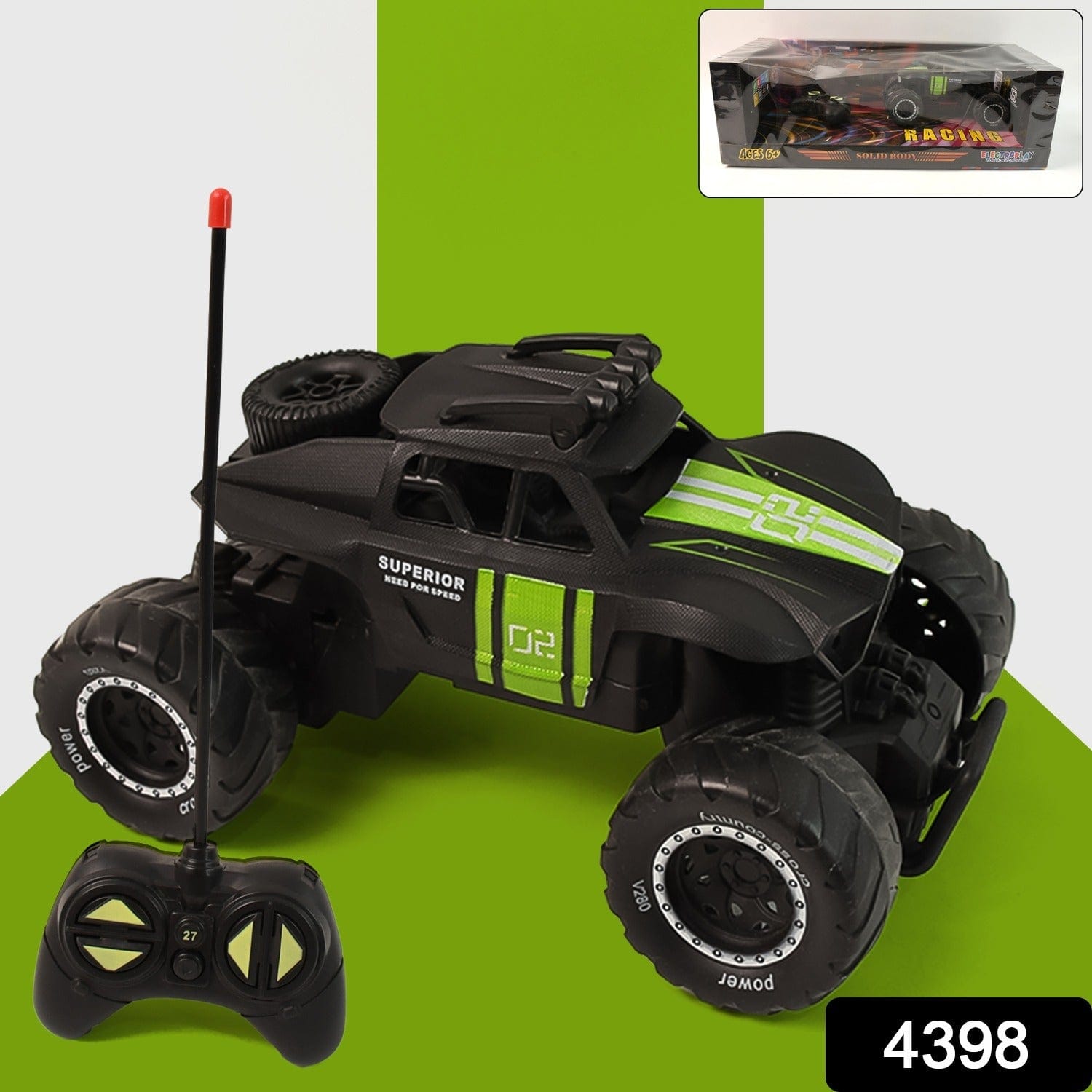 Electroplay High-Speed RC Monster Truck Toy: Off-Road Remote Control Racing Car with Oversized Tires