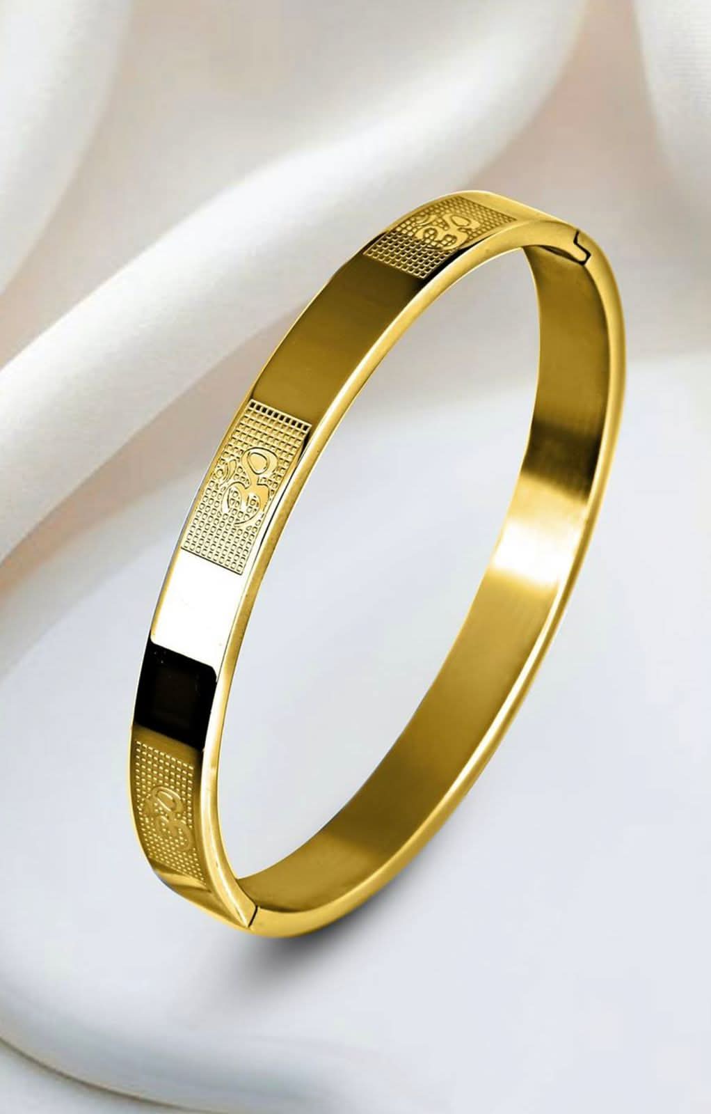 Shree Ram Kada Gold-Plated Stainless Steel Bracelet for Men and Boys