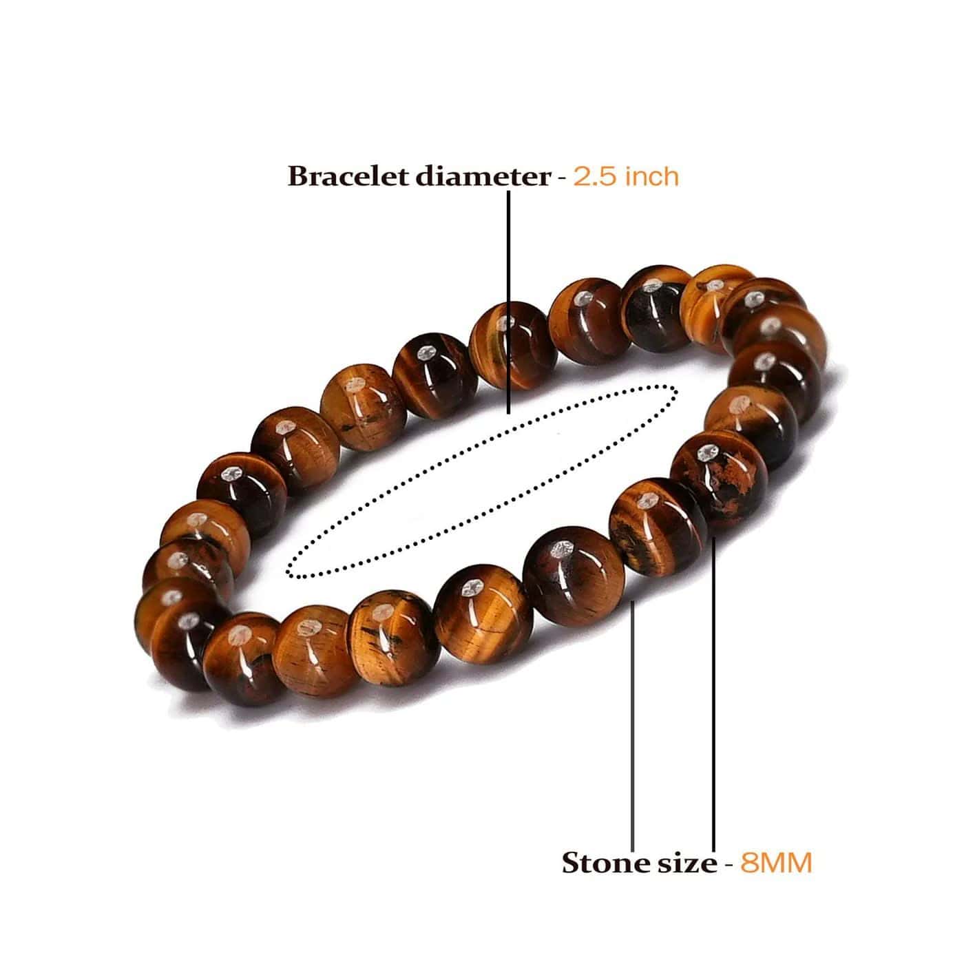 Natural Tiger Eye Gemstone Beaded Bracelet for Men, Women, Kids