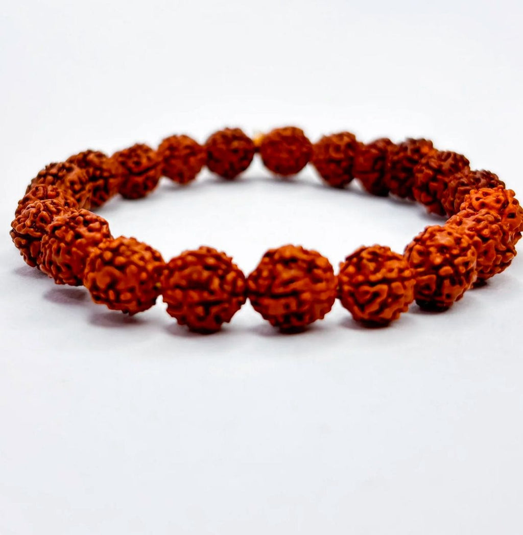 Premium Natural Rudraksha Bead Bracelet Elastic Adjustable for Men & Women