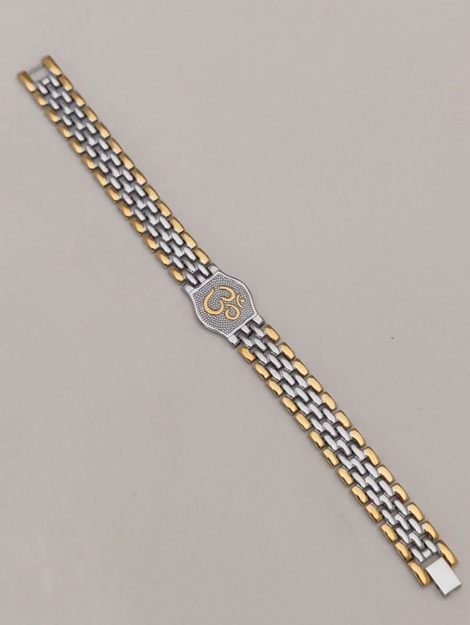 Men's Dual-Tone Om Bracelet: Durable, Hypoallergenic, Scratch & Water Resistant