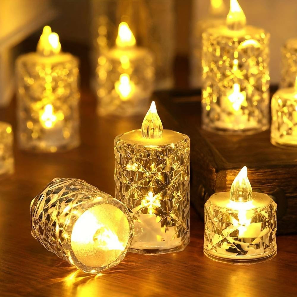 Crystal Glow Trio Set of 3 Flameless LED Candles for Home Decor Diwali