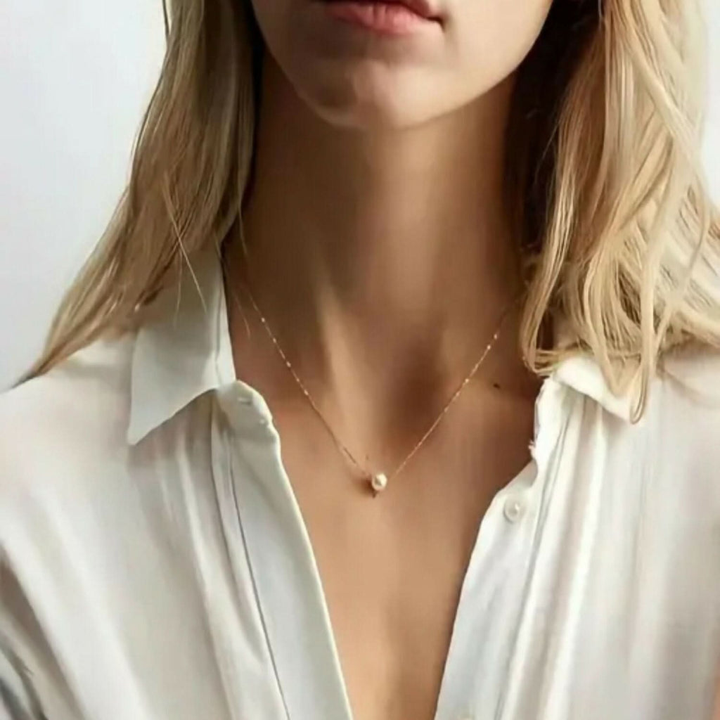 Elegant Gold Plated Pearl Necklace Chain for Women and Girls - Korean Style