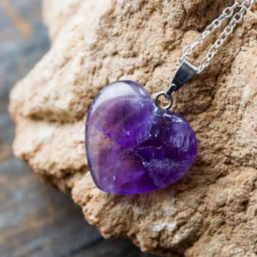 Natural amethyst pendant heart shaped