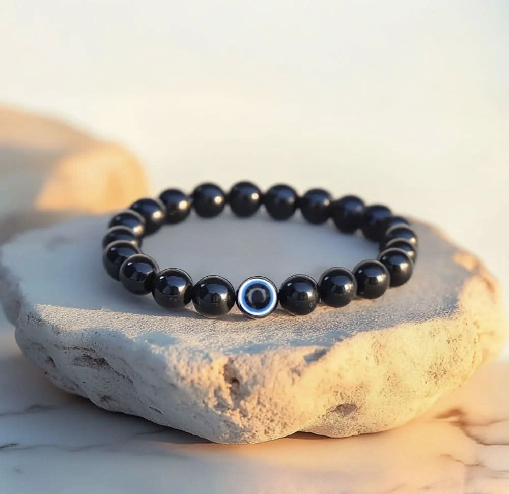 Evil Eye Bracelet with Black Obsidian