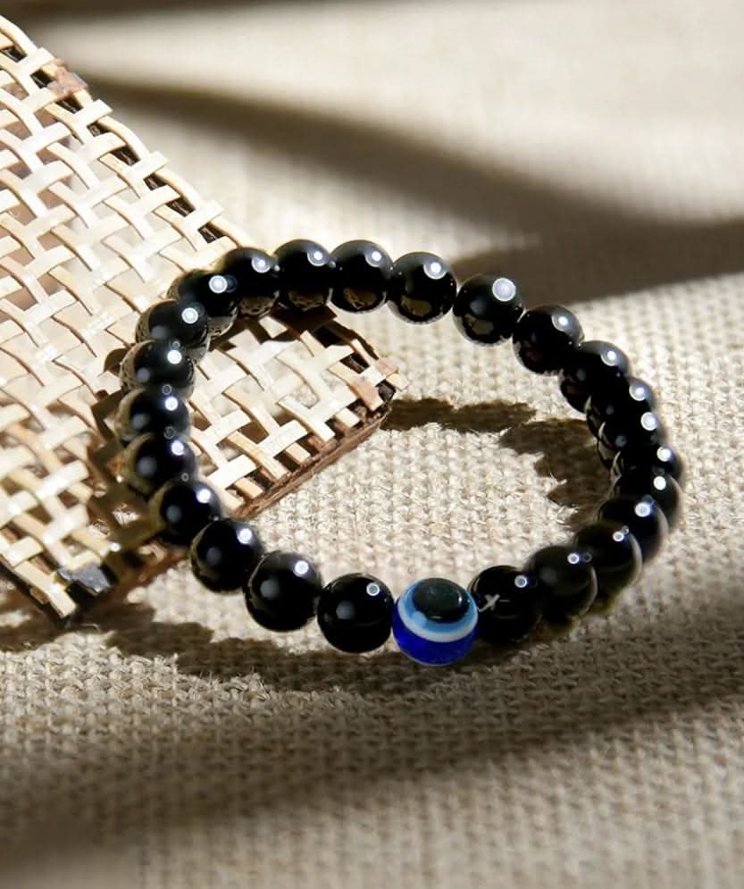 Evil Eye Bracelet with Black Obsidian