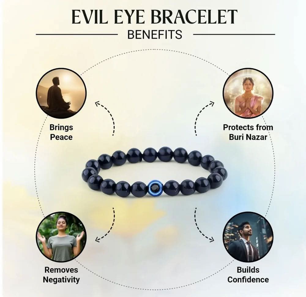 Evil Eye Bracelet with Black Obsidian