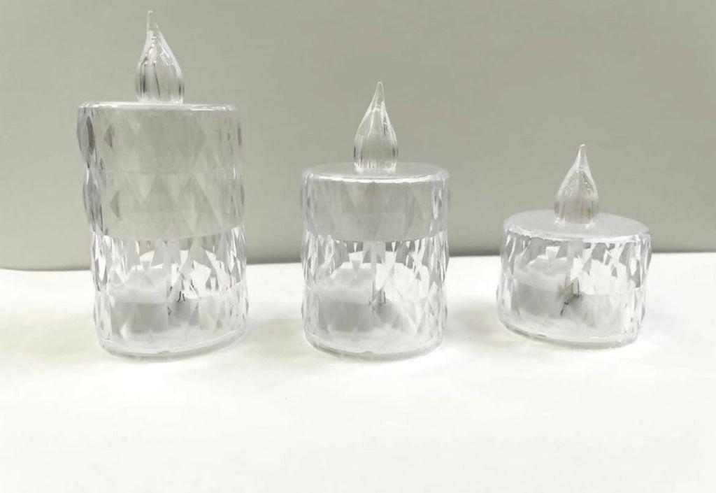 Crystal Glow Trio Set of 3 Flameless LED Candles for Home Decor Diwali