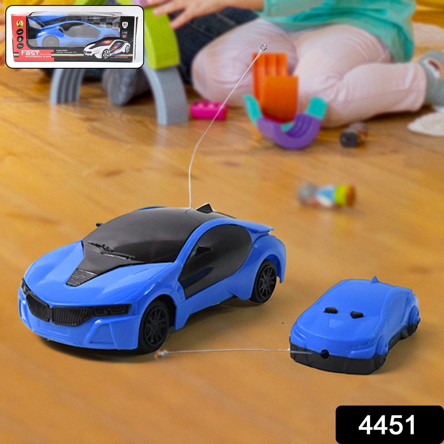 Kids Remote Control Fast Racing Car with 3D LED Lights & Two-Direction Movement